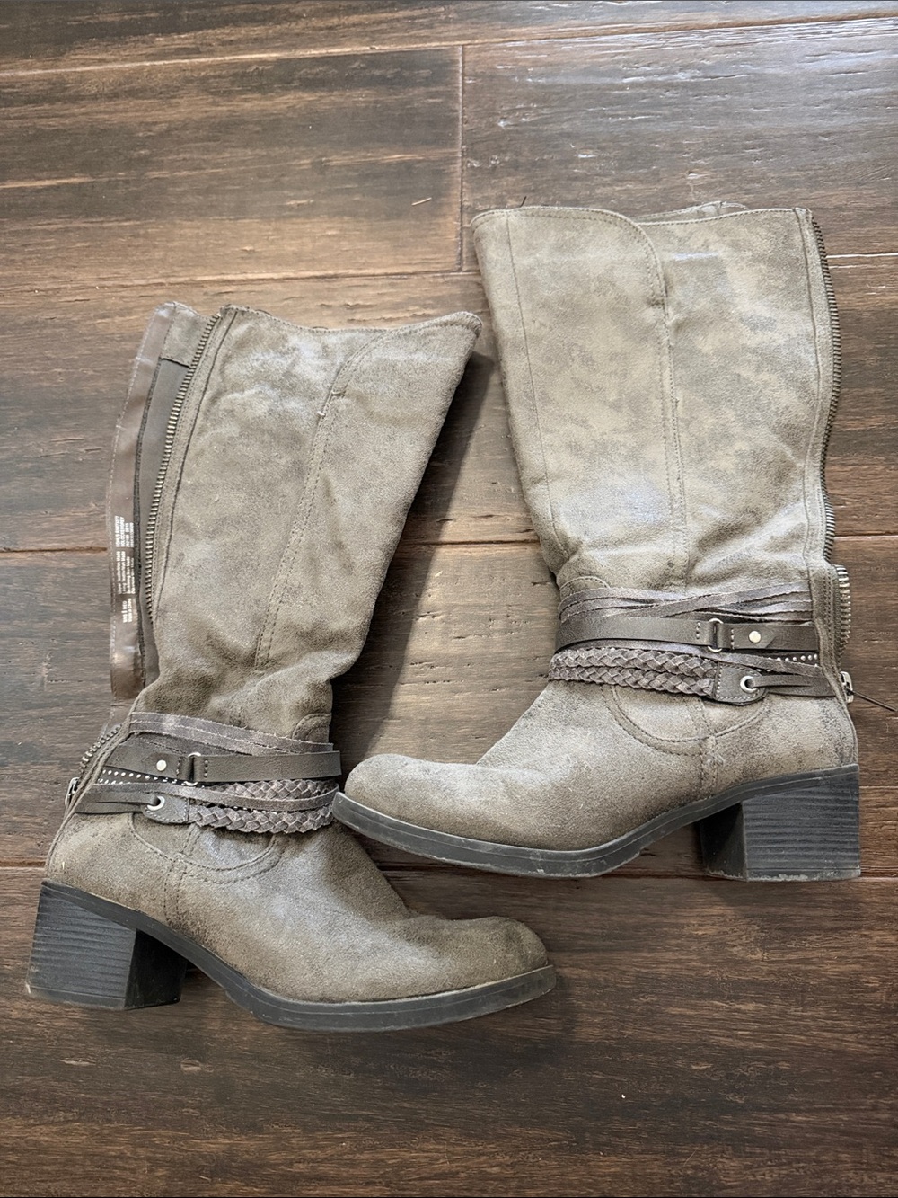 Women’s Grey Suede Knee-high Boots - Stylish Casual Riding Boot
